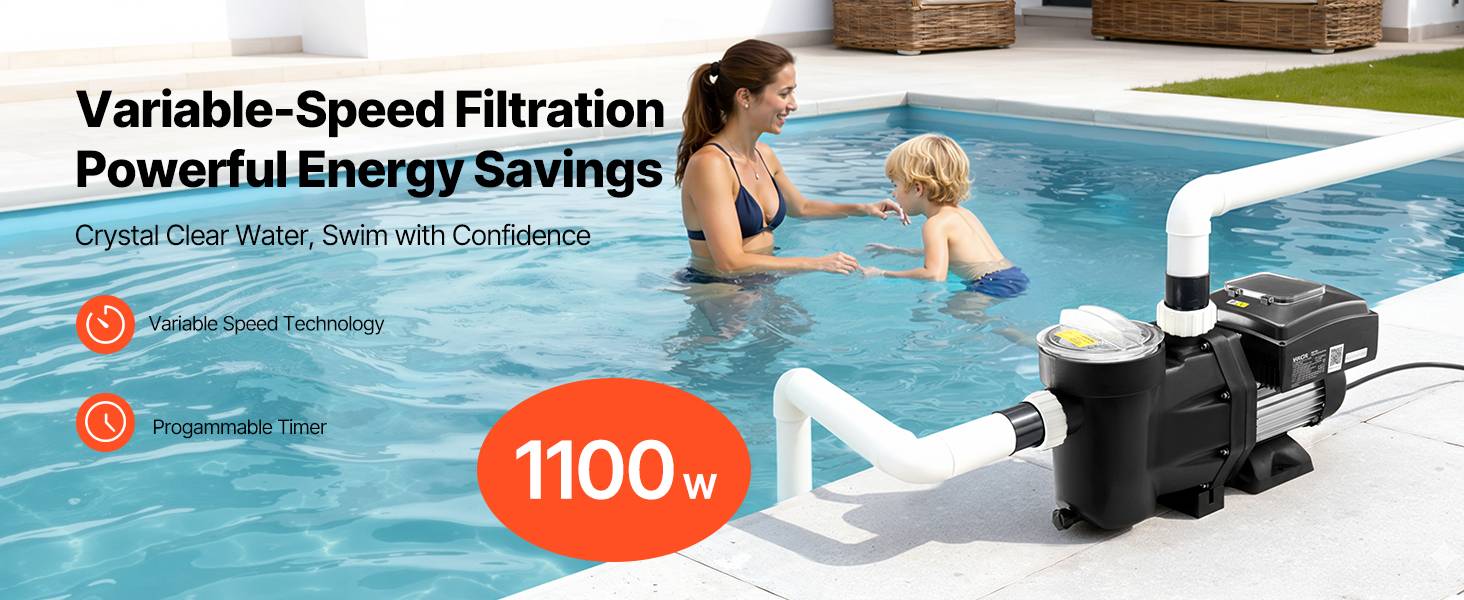 Vevor - VEVOR Pompe Piscine Vitesse Variable Piscine Hors Sol Enterrée 1100 W 26000 L/h - Image 9