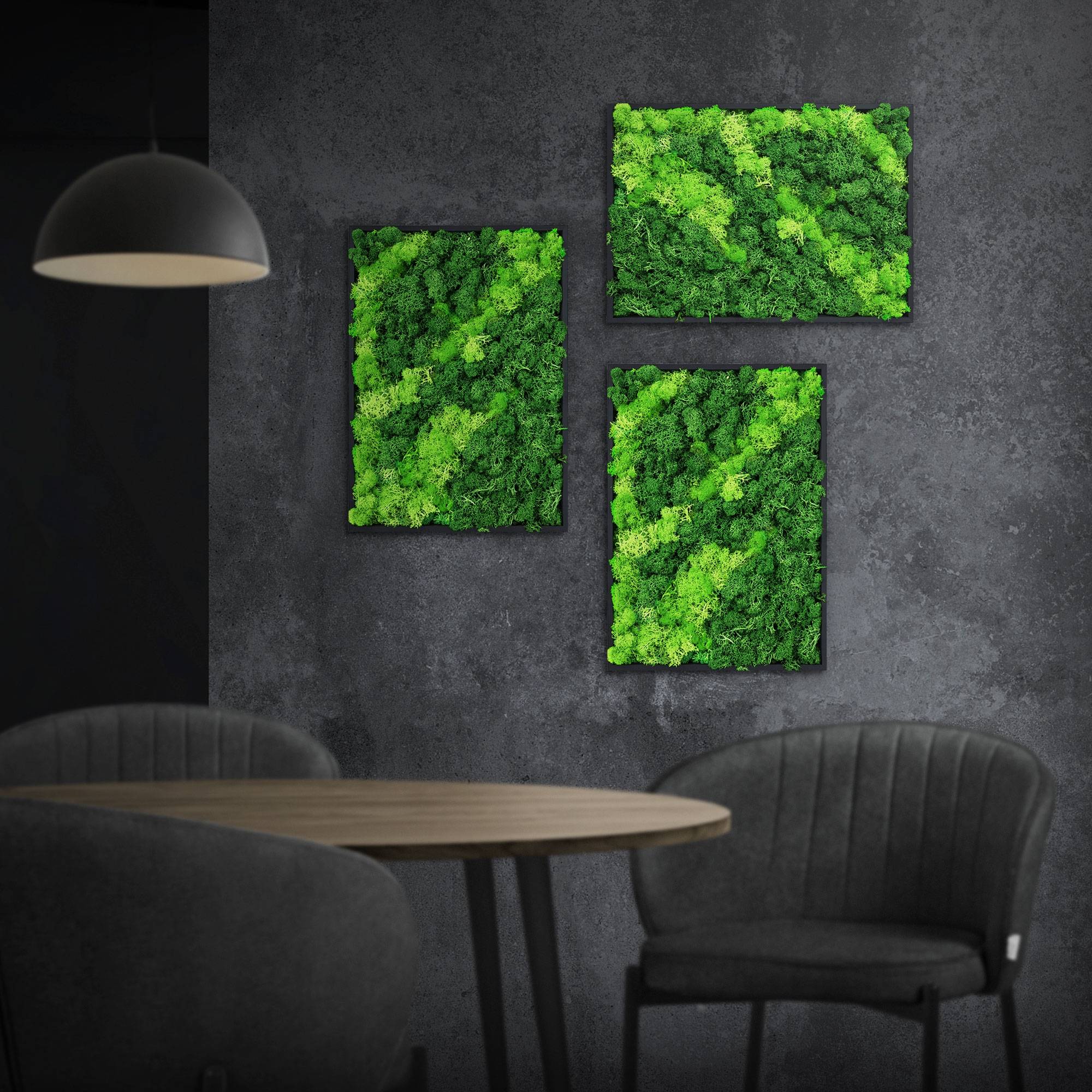 Ecd-Germany - Tableau en mousse de renne stabilisée, rectangulaire 38x27 cm, vert, décoration murale végétale d'intérieur, cadre en bois, sans arrosage ni entretien - Image 1