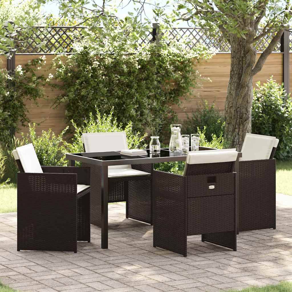 ComfortXL - Table et chaises de jardin 5 pièces en résine tressée pour 4 convives Marron – ComfortXL Outdoor Living - Image 1