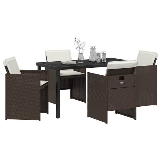 ComfortXL - Table et chaises de jardin 5 pièces en résine tressée pour 4 convives Marron – ComfortXL Outdoor Living - Image 3