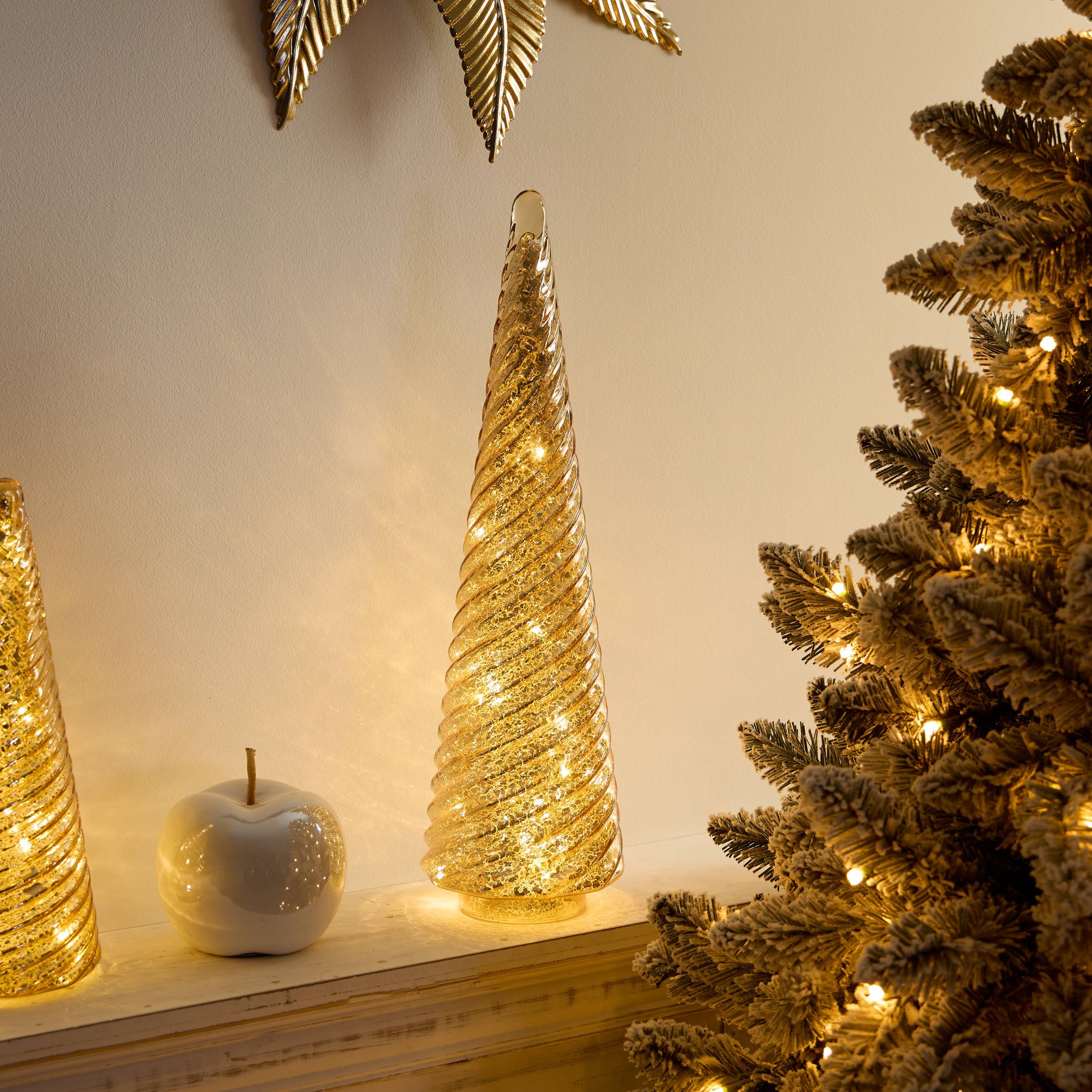Fééric Lights & Christmas - Sapin de Noël lumineux LED en verre doré H. 48 cm - Feeric Lights & Christmas - Image 1