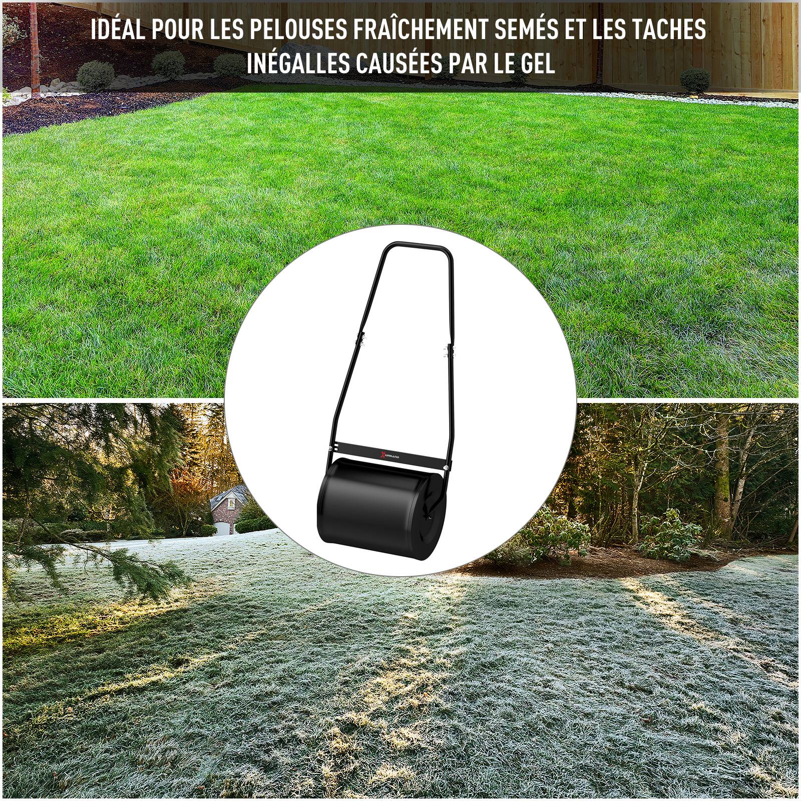 ComfortXL - Rouleau à gazon acier 50 x 32 cm noir jardin lestable 30 L poignée ergonomique - ComfortXL Outdoor Living - Image 7