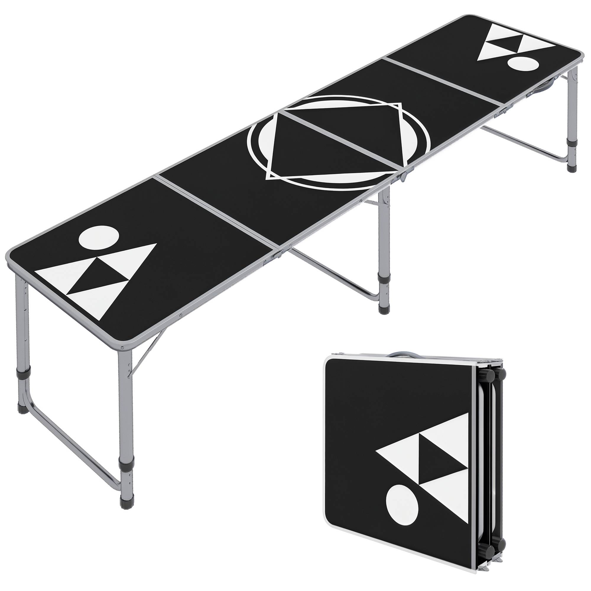 Sans Marque - Table camping pliable, légère, hauteur réglable, cadre alu, 240x60x54/62/70cm, noir - Image 1