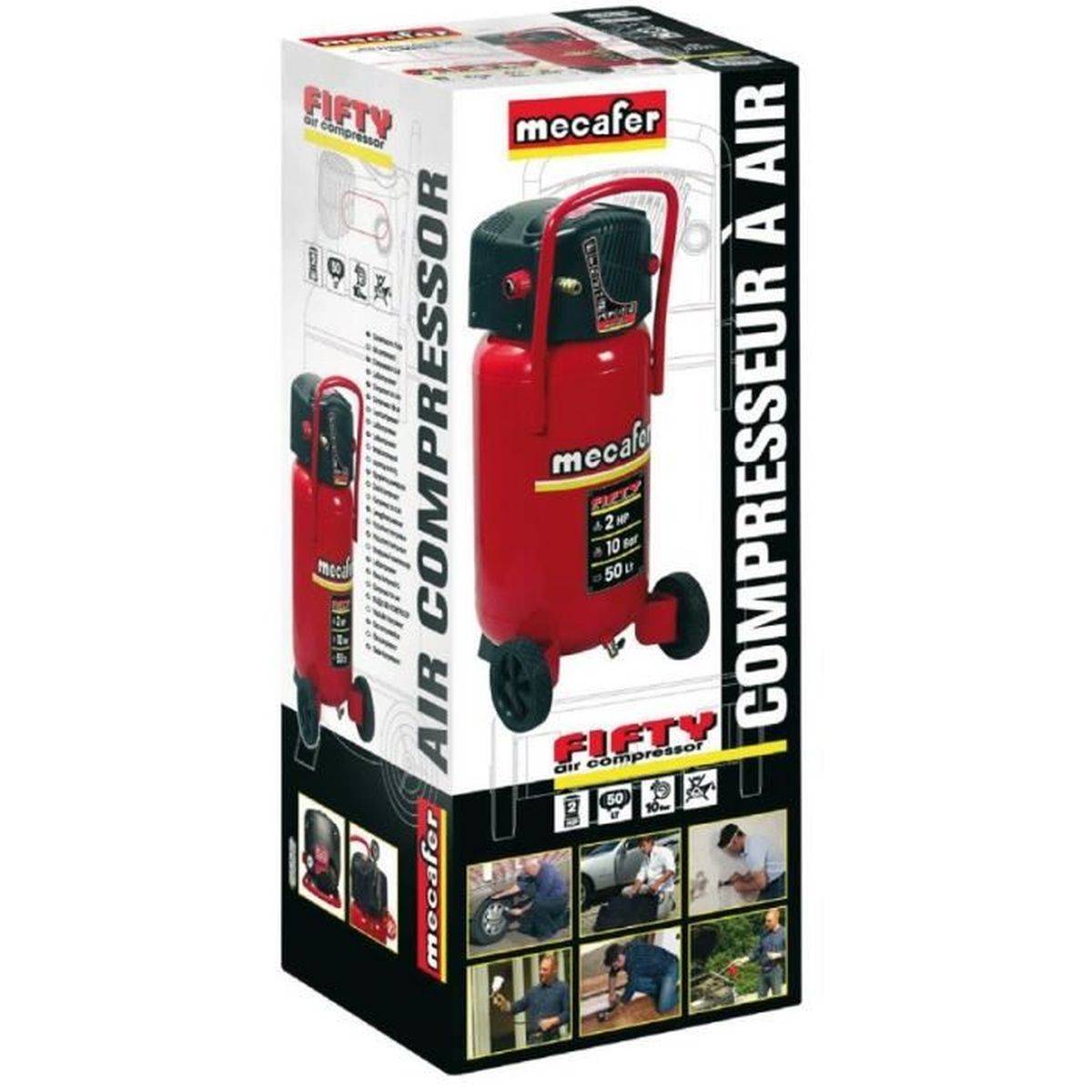 Mecafer - Compresseur d’air vertical sans huile MECAFER FIFTY 50 L, 1500 W, 10 bars, 2 CV - MECAFER - Image 4