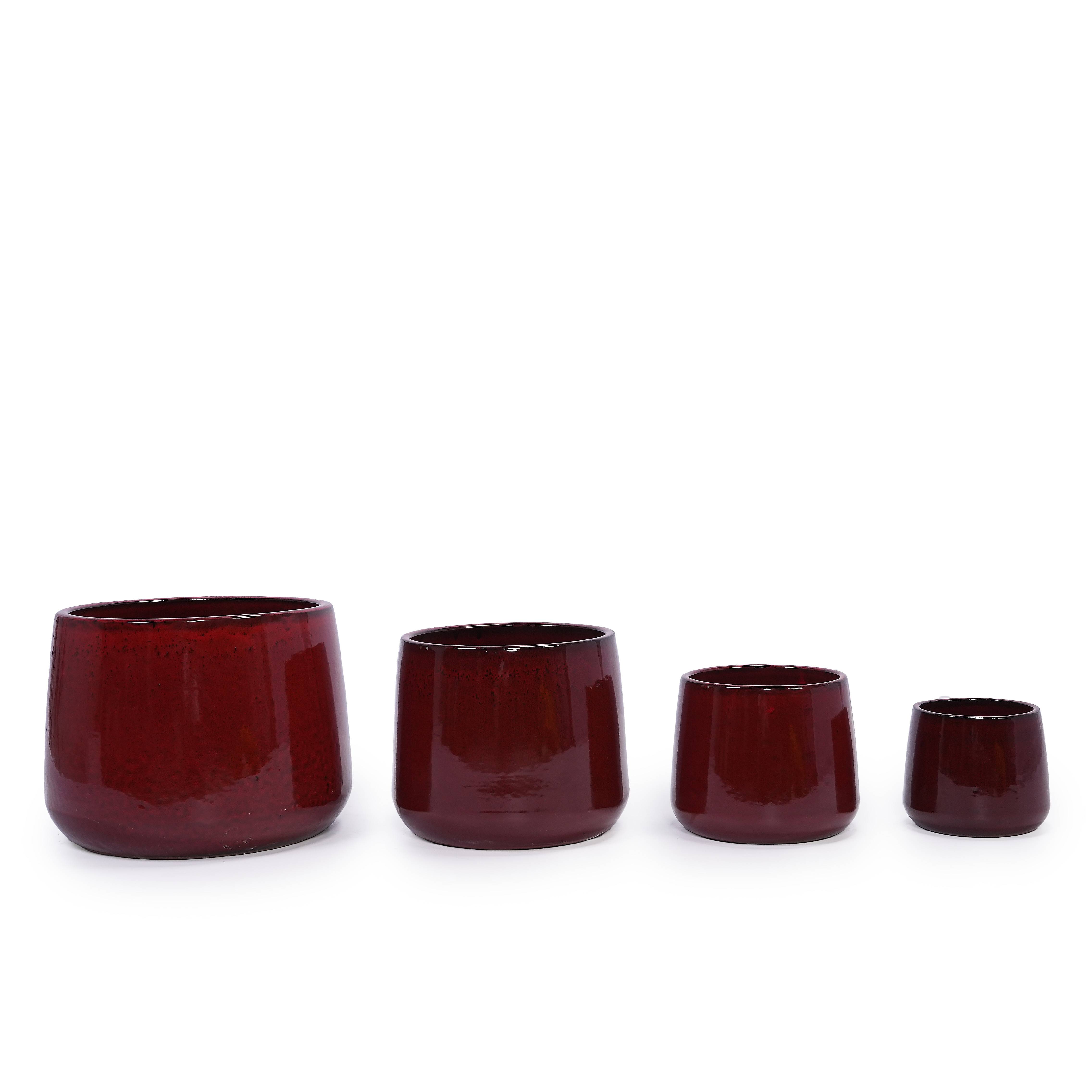 ComfortXL - Lot de 4 pots en céramique Ø 15 à 33 cm rouge profond intérieur jardin drainage - ComfortXL Outdoor Living - Image 2