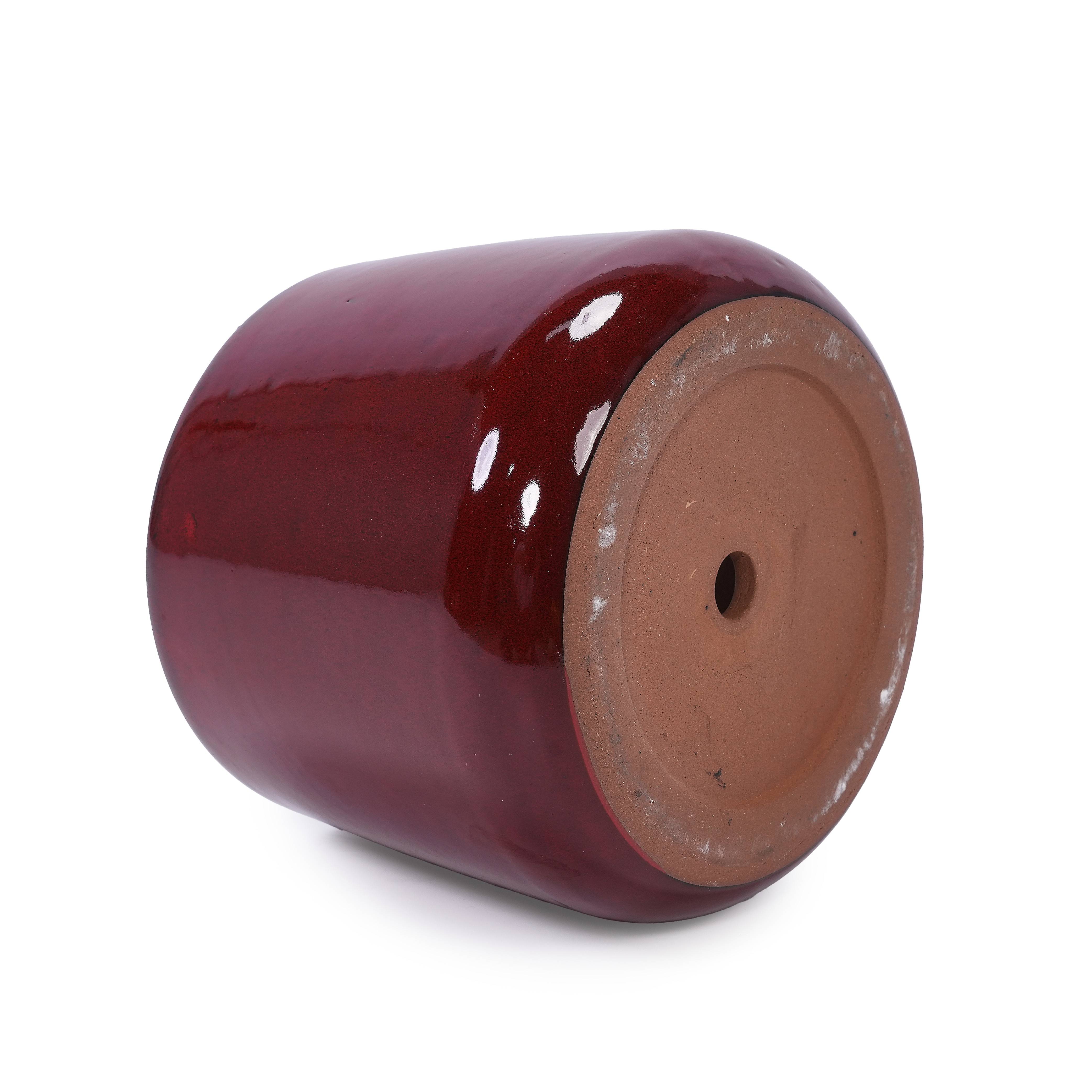 ComfortXL - Lot de 4 pots en céramique Ø 15 à 33 cm rouge profond intérieur jardin drainage - ComfortXL Outdoor Living - Image 6