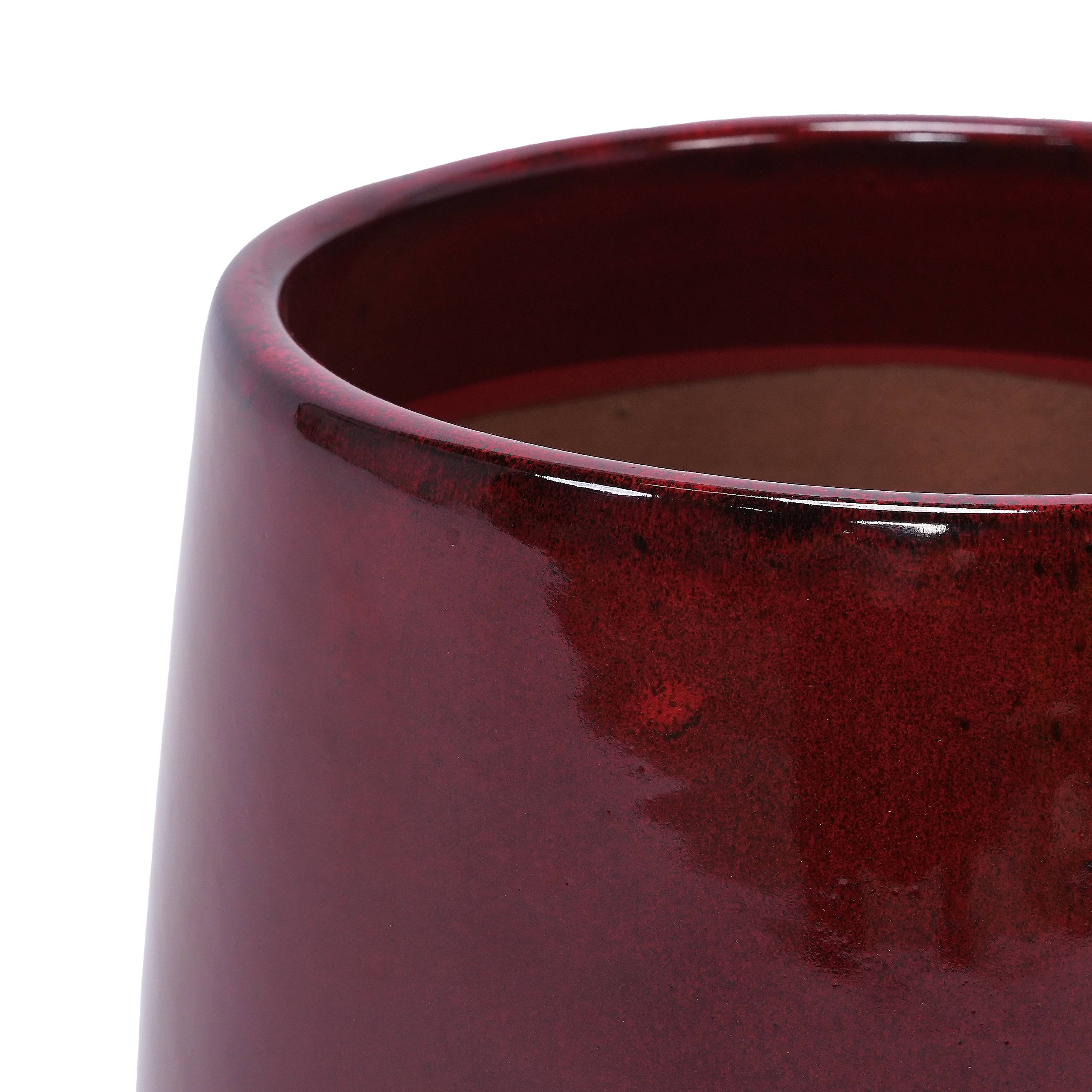 ComfortXL - Lot de 4 pots en céramique Ø 15 à 33 cm rouge profond intérieur jardin drainage - ComfortXL Outdoor Living - Image 7