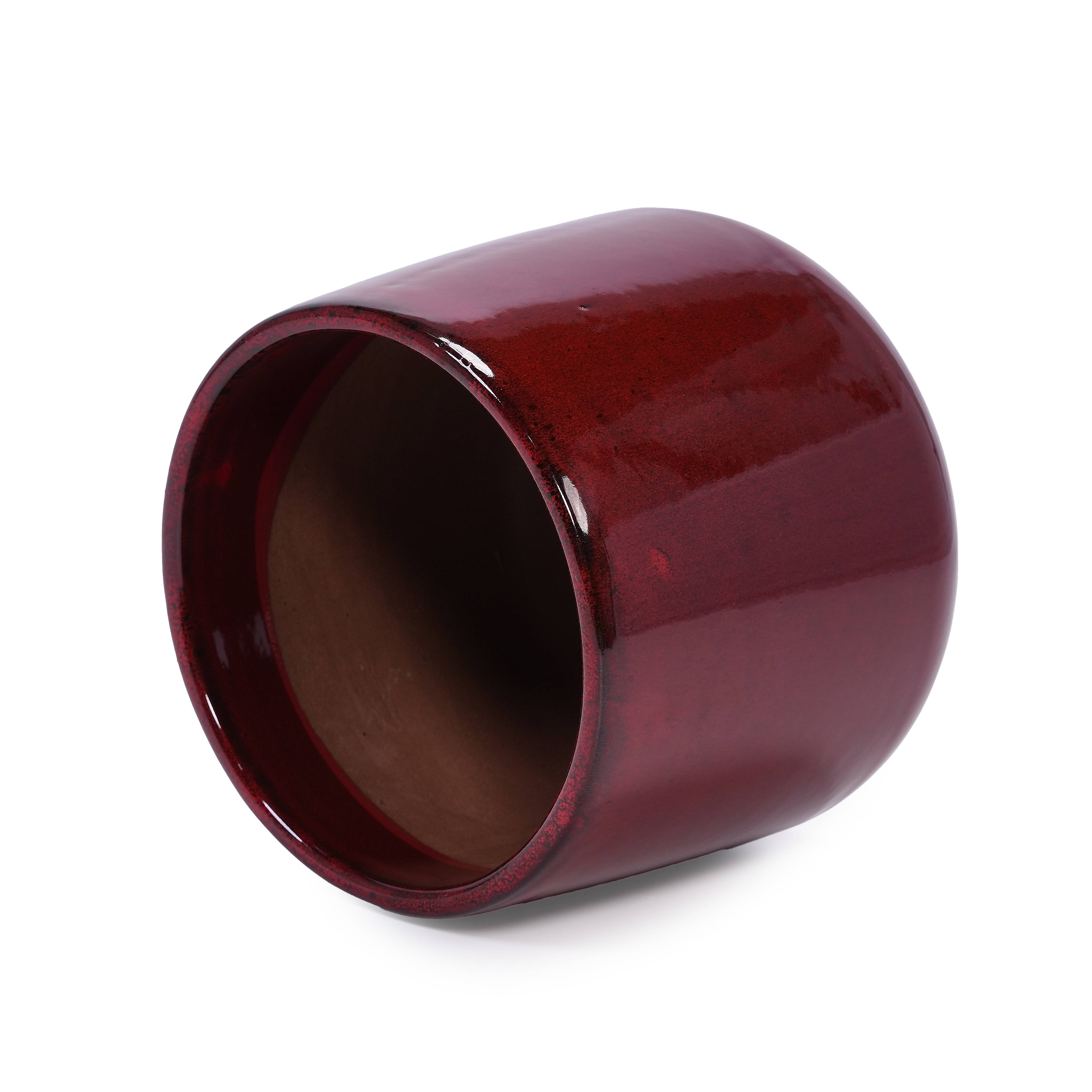 ComfortXL - Lot de 4 pots en céramique Ø 15 à 33 cm rouge profond intérieur jardin drainage - ComfortXL Outdoor Living - Image 5
