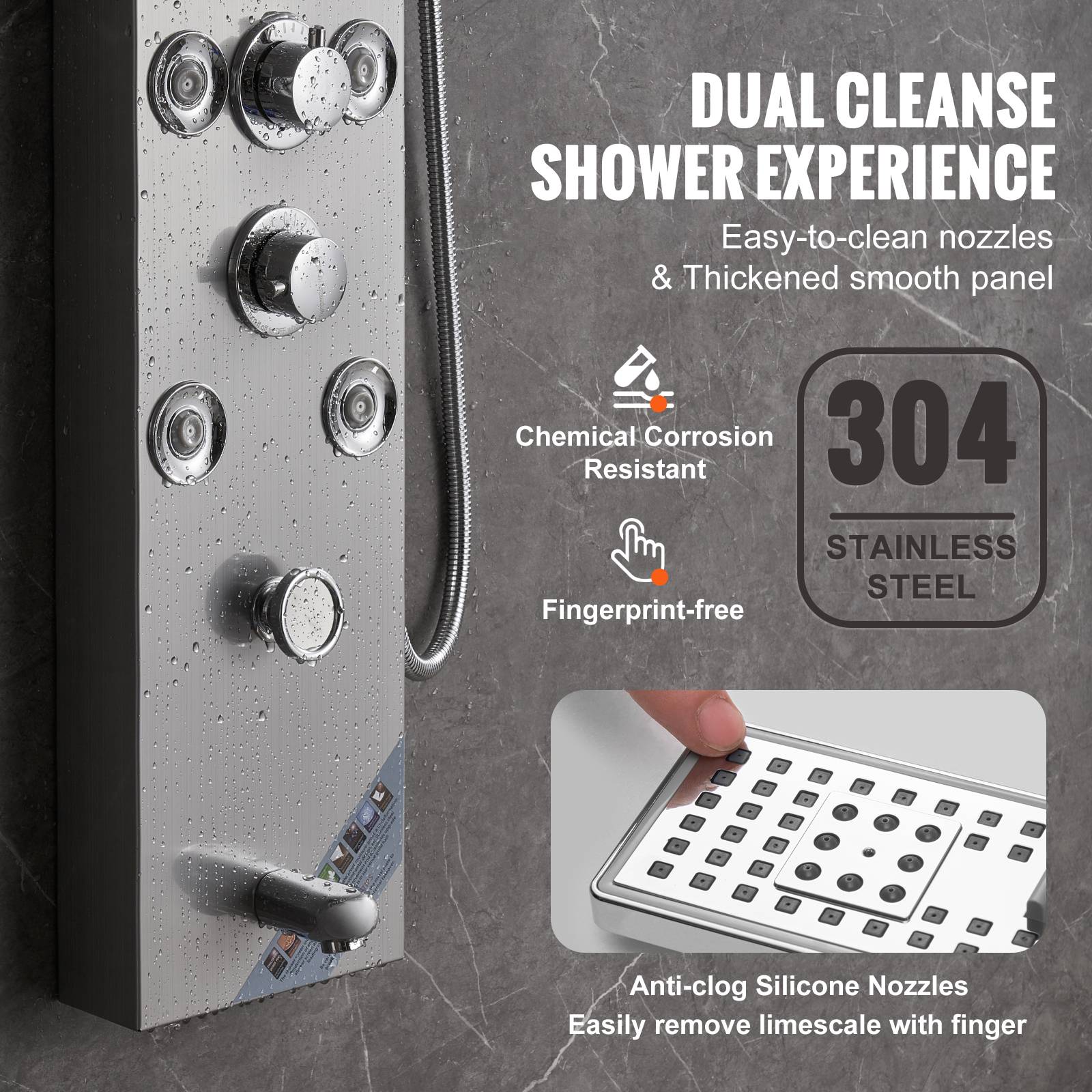 VEVOR Système de Panneau de Douche 6 Modes, Hydroélectrique LED, 8 Jets de Massage, Bec de Baignoire. - Image 6