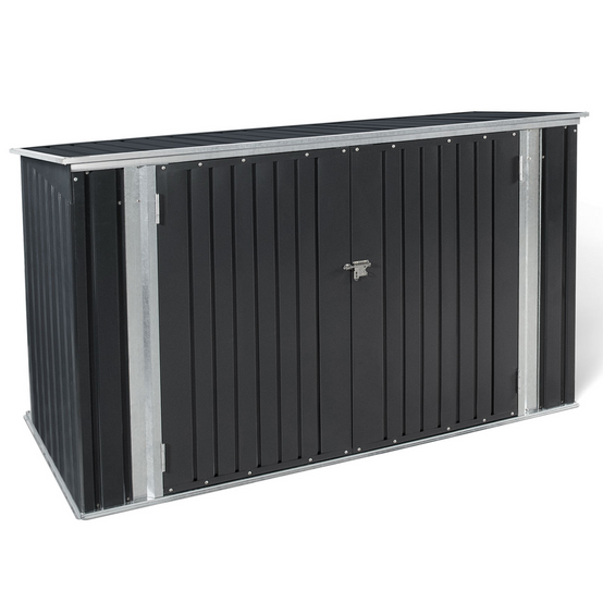 Abri de jardin en métal gris anthracite verrouillable multi-rangement pour stockage vélos, outils, poubelles - Image 2