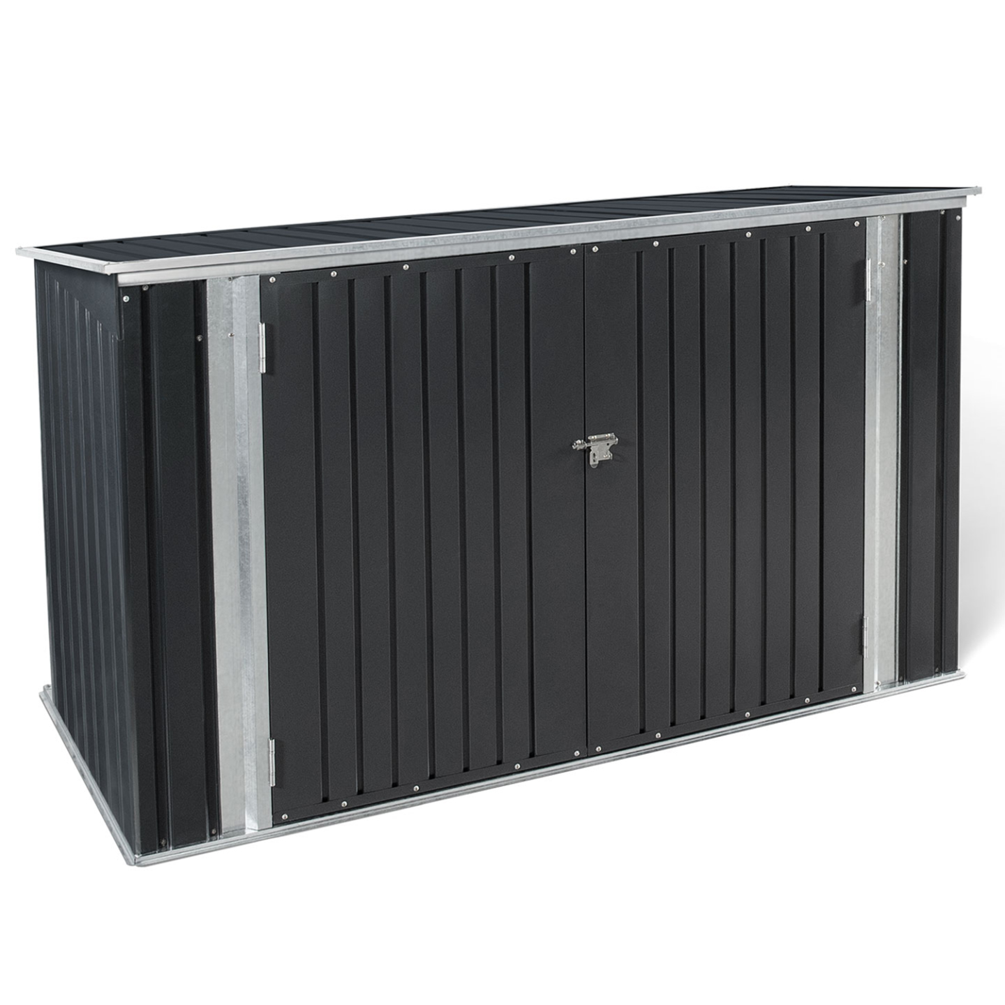 Abri de jardin en métal gris anthracite verrouillable multi-rangement pour stockage vélos, outils, poubelles - Image 2
