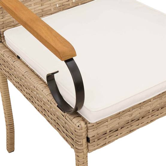 Chaises de jardin polyrotin et acier beige et blanc crème 59.5 x 50 x 88 cm, Poids:26.2kg - PANGIVO - Image 9