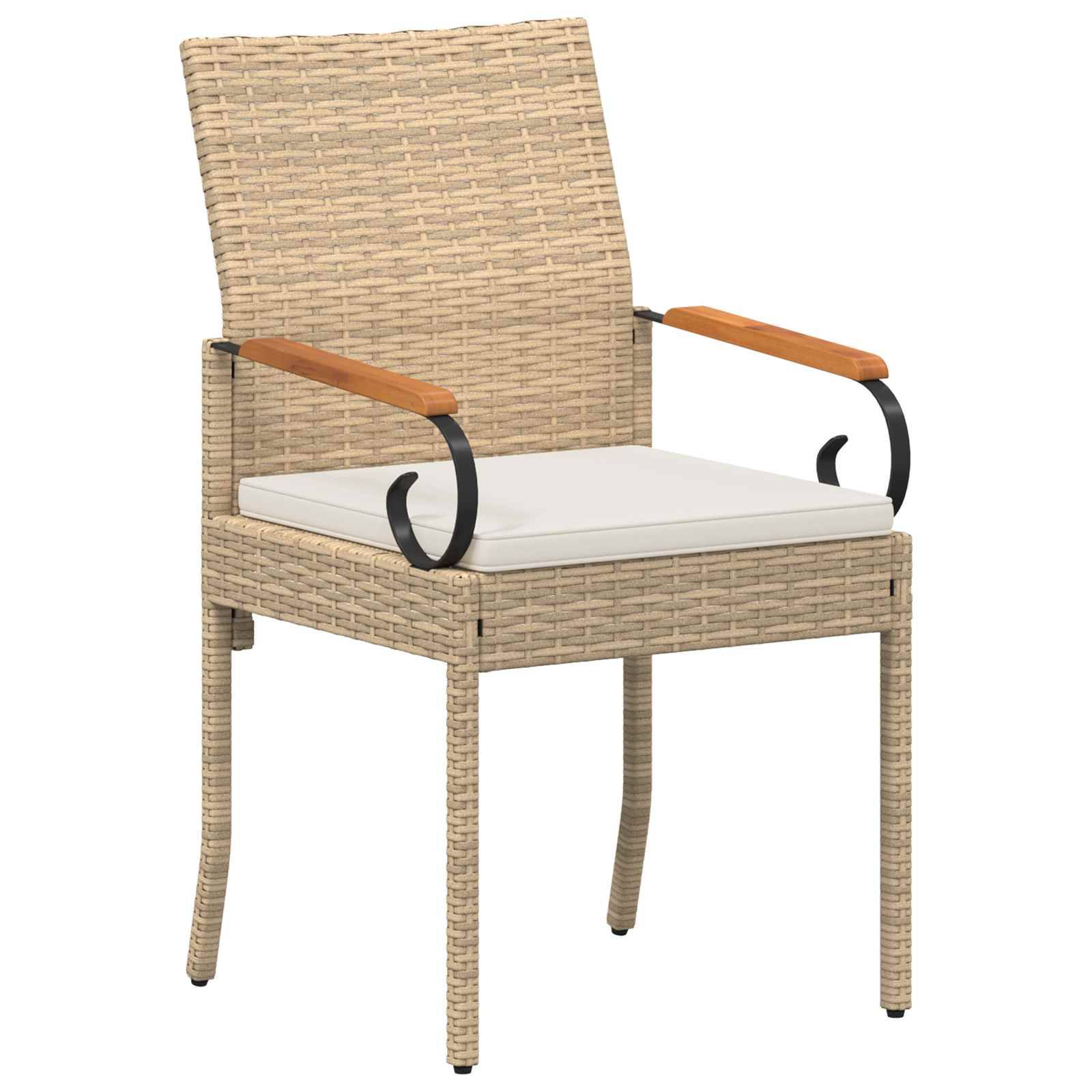 Chaises de jardin polyrotin et acier beige et blanc crème 59.5 x 50 x 88 cm, Poids:26.2kg - PANGIVO - Image 4