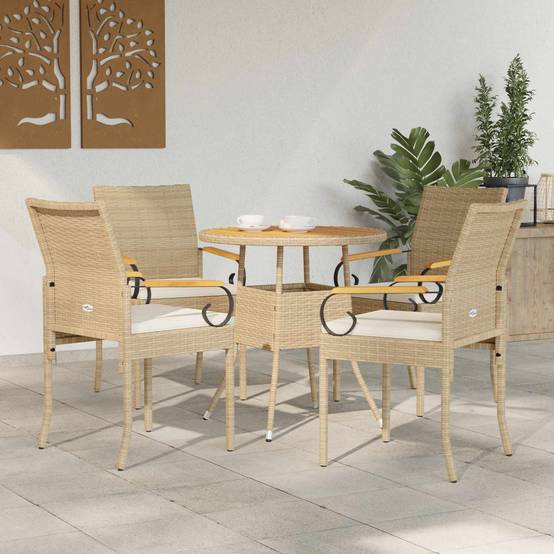 Chaises de jardin polyrotin et acier beige et blanc crème 59.5 x 50 x 88 cm, Poids:26.2kg - PANGIVO - Image 1