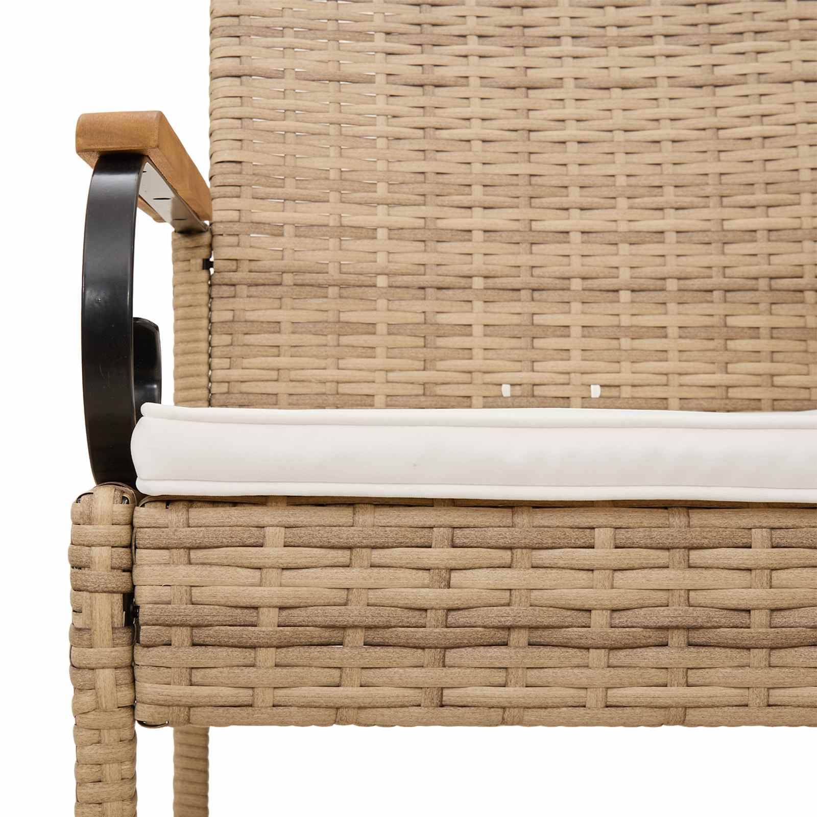 Chaises de jardin polyrotin et acier beige et blanc crème 59.5 x 50 x 88 cm, Poids:26.2kg - PANGIVO - Image 8
