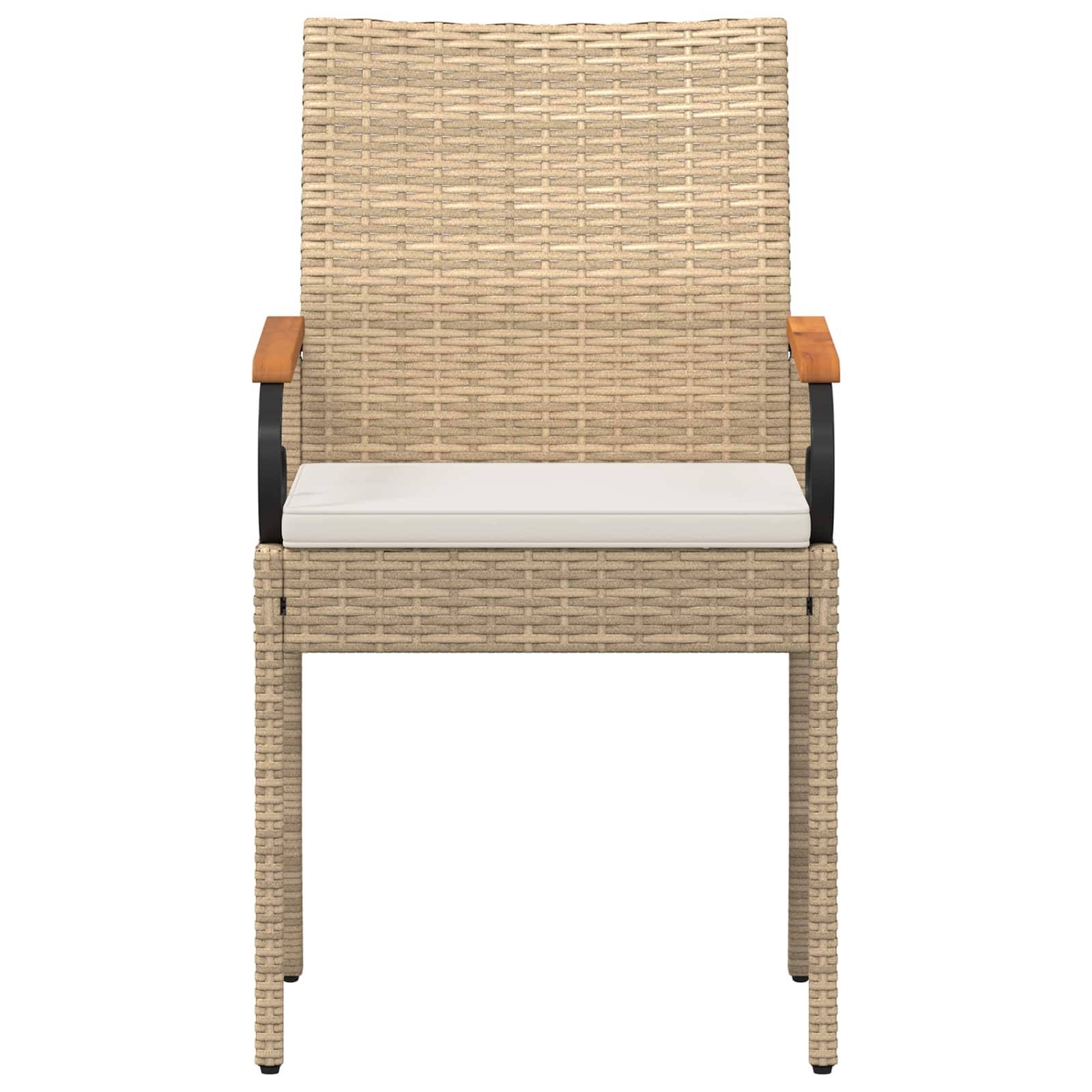 Chaises de jardin polyrotin et acier beige et blanc crème 59.5 x 50 x 88 cm, Poids:26.2kg - PANGIVO - Image 6