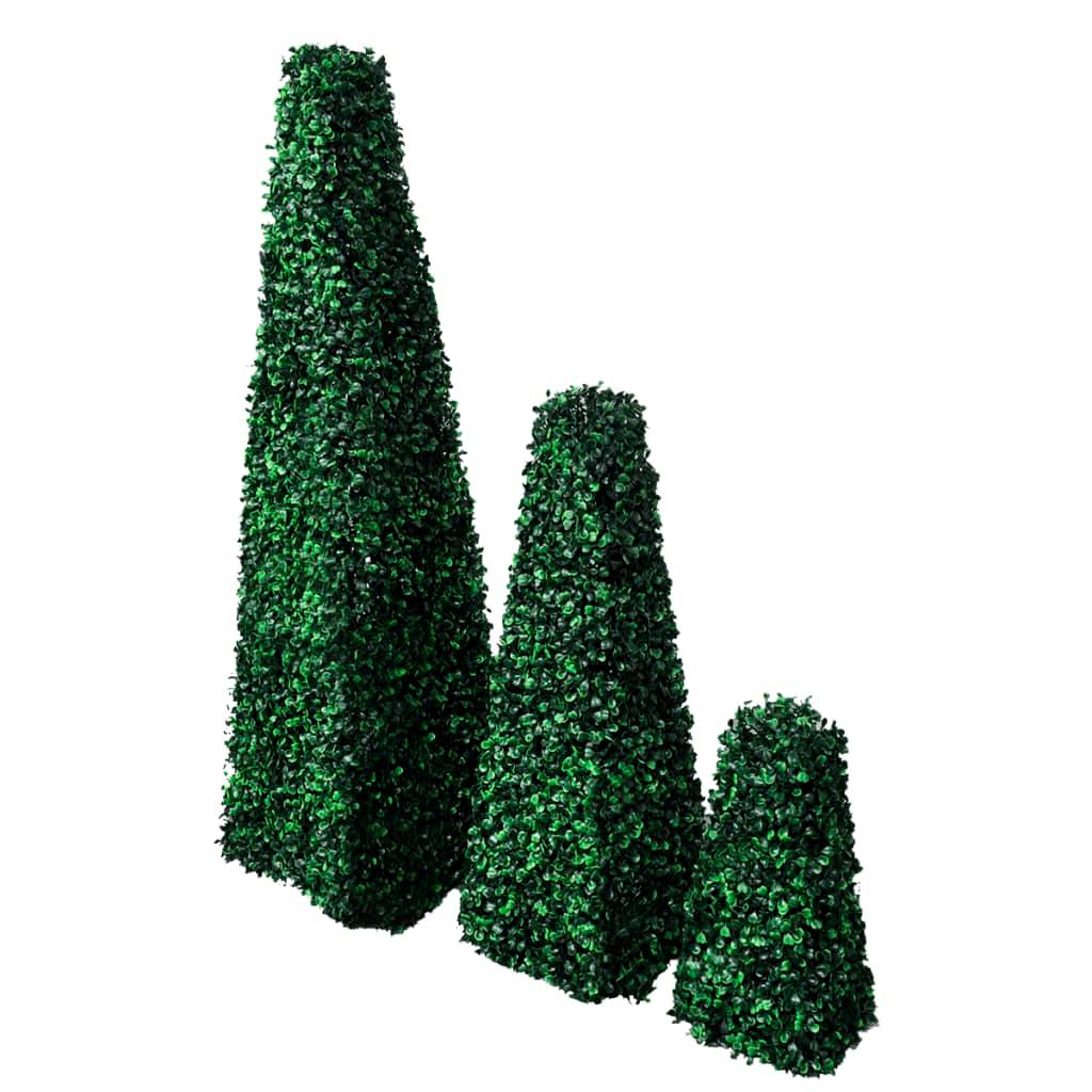 Lot de 3 buis artificiels polyéthylène vert 30 x 30 x 100 cm - PANGIVO - Image 1