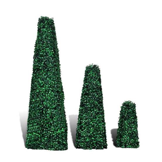 Lot de 3 buis artificiels polyéthylène vert 30 x 30 x 100 cm - PANGIVO - Image 2