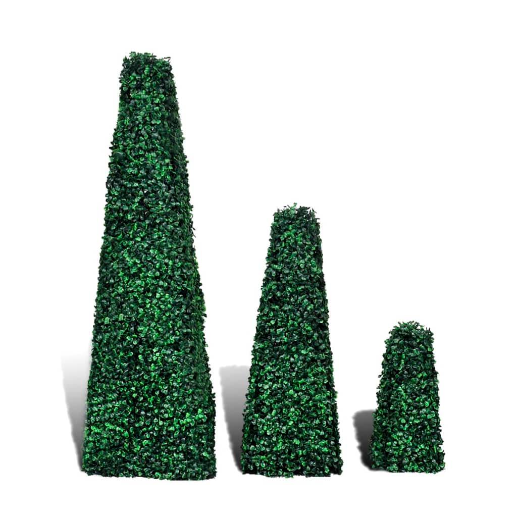 Lot de 3 buis artificiels polyéthylène vert 30 x 30 x 100 cm - PANGIVO - Image 2