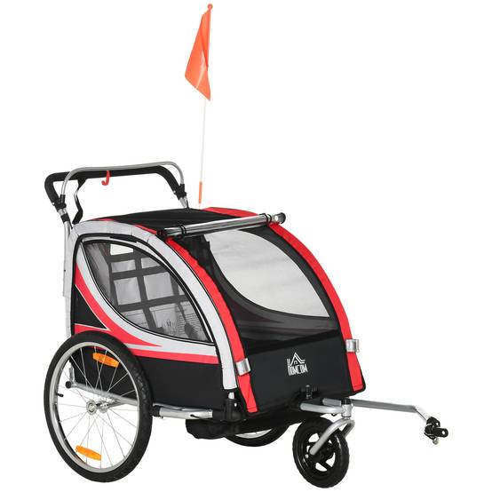 Remorque de vélo enfant acier rouge et noir 142 x 75 x 101 cm - PANGIVO - Image 1