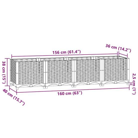 Prolenta Premium - Jardinière polypropylène gris 160 x 40 x 38 cm - Prolenta premium p346.7 - Image 8