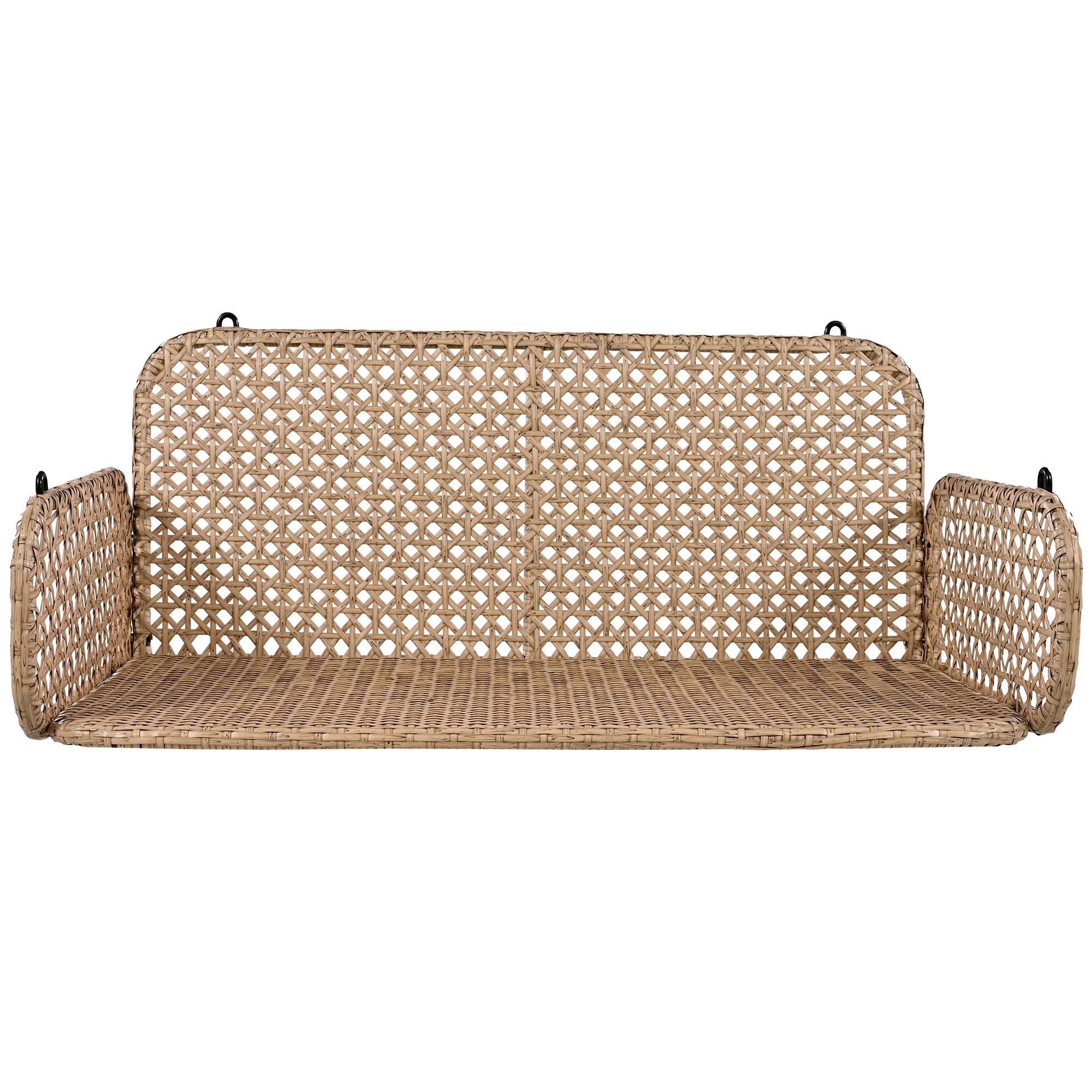 Balancelle Suspendue 2 Places Résine Tressée Extérieur Jardin Coussin Lavable 112cm Beige - ComfortXL Outdoor Living - Image 9