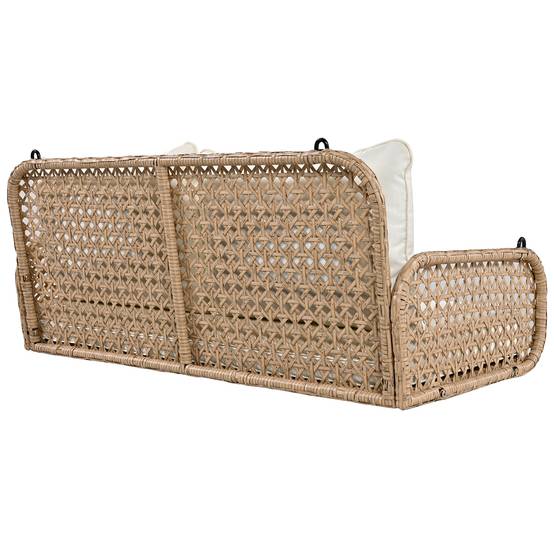 Balancelle Suspendue 2 Places Résine Tressée Extérieur Jardin Coussin Lavable 112cm Beige - ComfortXL Outdoor Living - Image 6