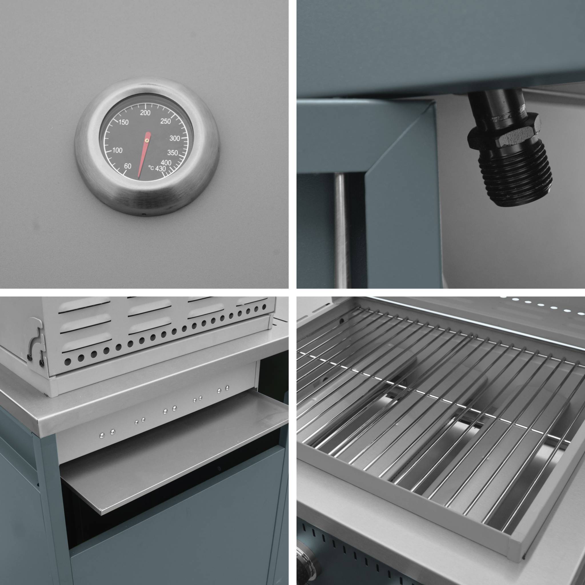sweeek - Barbecue gaz 3 brûleurs. bleu gris. 3 portes et 2 espaces de rangement | sweeek - Image 5