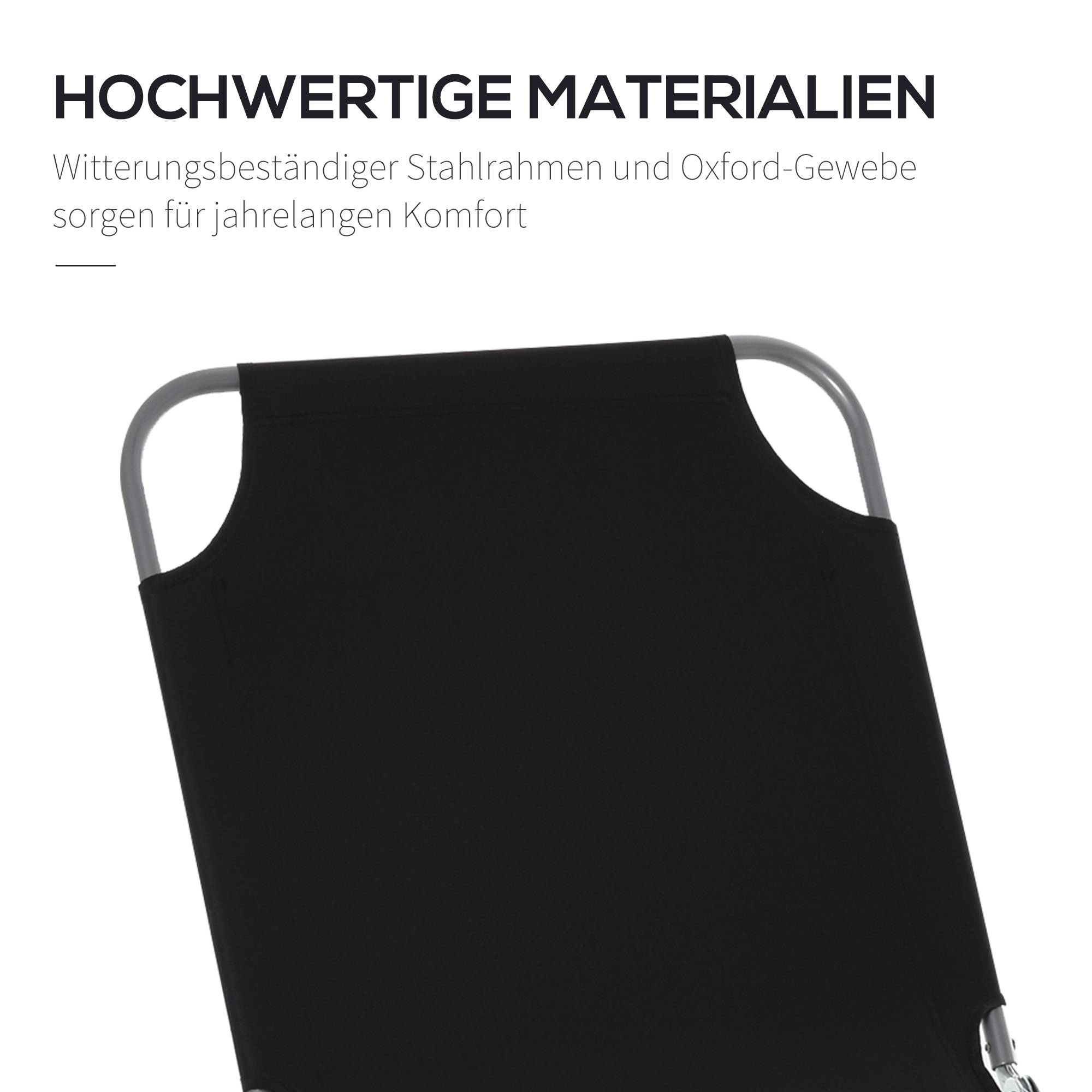 Transat pliable avec dossier réglable et structure métallique antirouille, 187 x 55 x 24 cm, noir - Image 8