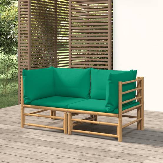 ComfortXL - Canapés d'Angle Jardin Bambou 2 pcs Coussins Vert Modulables – ComfortXL Outdoor Living - Image 1
