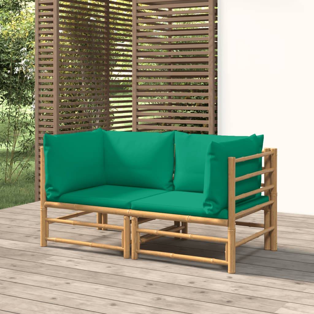 ComfortXL - Canapés d'Angle Jardin Bambou 2 pcs Coussins Vert Modulables – ComfortXL Outdoor Living - Image 1