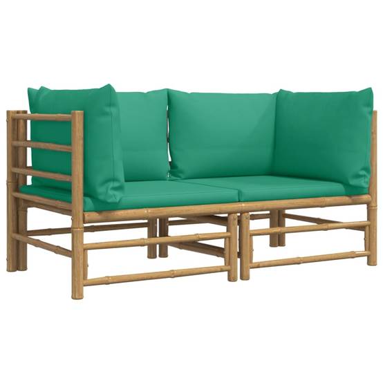 ComfortXL - Canapés d'Angle Jardin Bambou 2 pcs Coussins Vert Modulables – ComfortXL Outdoor Living - Image 3