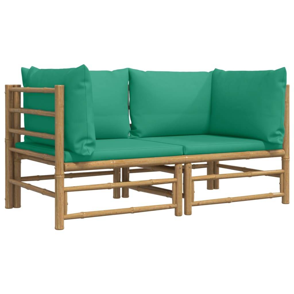 ComfortXL - Canapés d'Angle Jardin Bambou 2 pcs Coussins Vert Modulables – ComfortXL Outdoor Living - Image 3