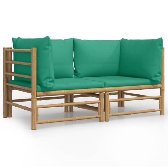 ComfortXL - Canapés d'Angle Jardin Bambou 2 pcs Coussins Vert Modulables – ComfortXL Outdoor Living - Image 2