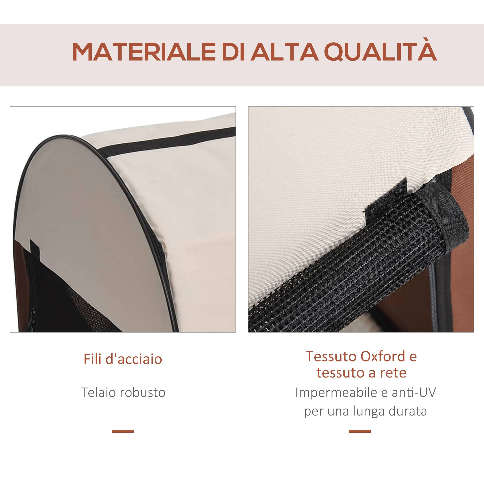 Sac de transport pliable pour chien chat acier Oxford avec tapis amovible café 61cm - ComfortXL Outdoor Living - Image 9