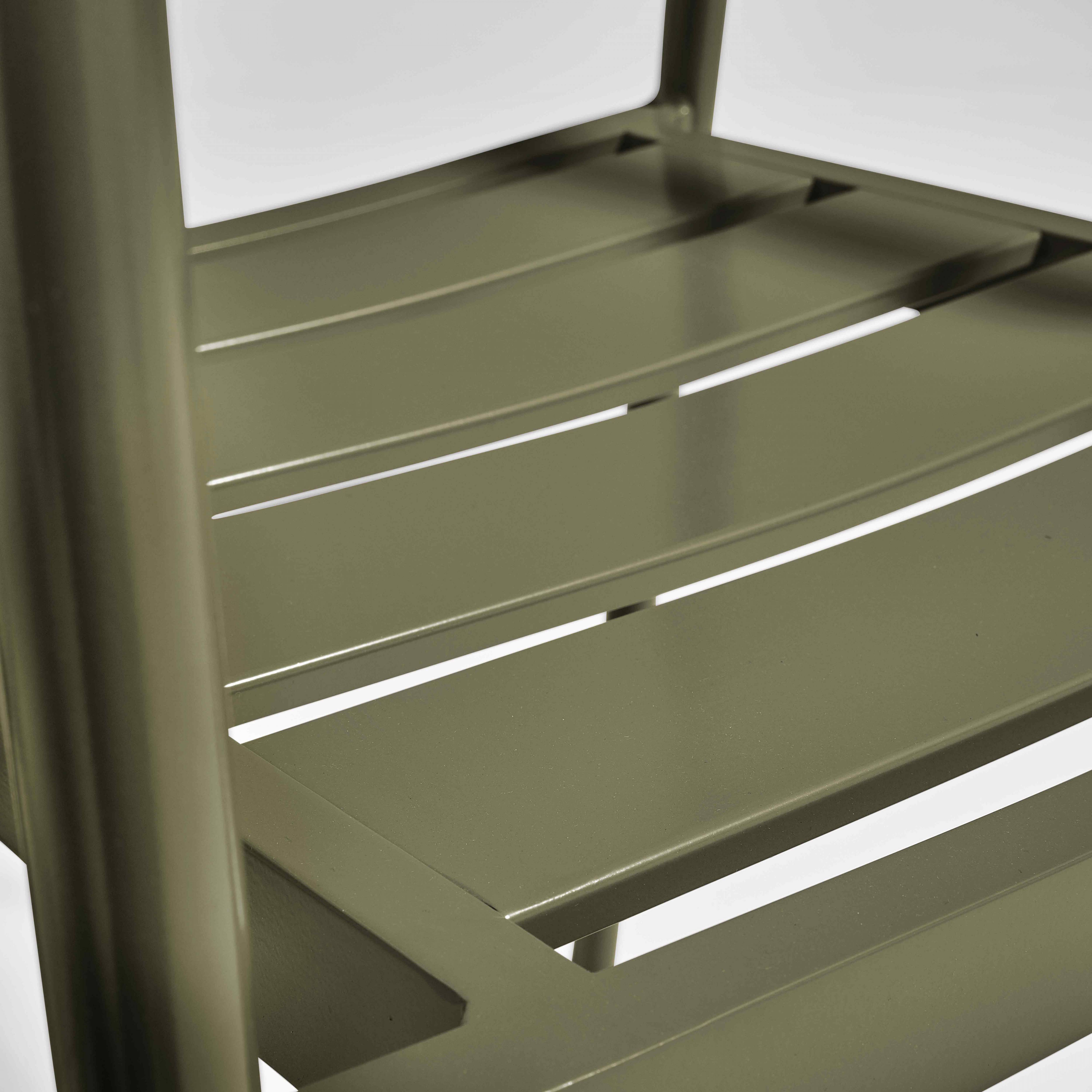 Oviala - Fauteuil de jardin en aluminium et bois vert kaki Leeds - Oviala - Image 4