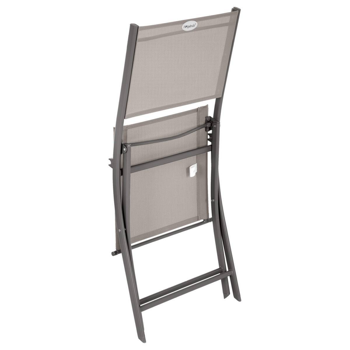 Hesperide - Lot de 4 chaises de jardin pliantes "Modula" noisette & tonka acier traité époxy - Hespéride - Image 2