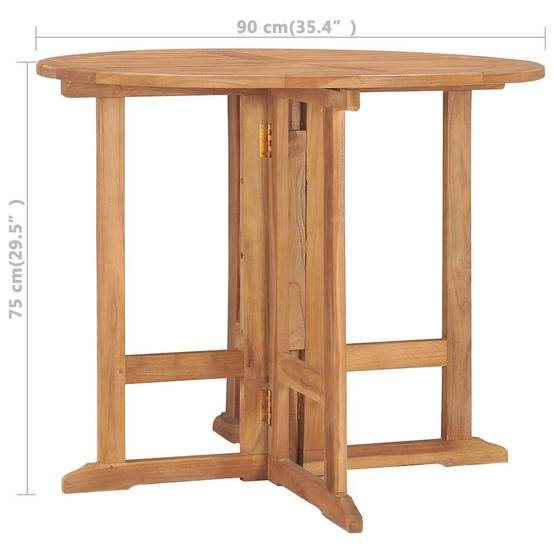 ComfortXL - Table de Jardin Ronde Pliante Ø90cm en Teck Massif Naturel, pour 2 à 4 Personnes – ComfortXL Outdoor Living - Image 7