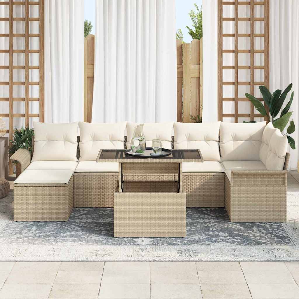 Vidaxl - Ensemble de canapé de jardin 8 pcs Beige Poly rotin vidaXL 3348327 - Image 4