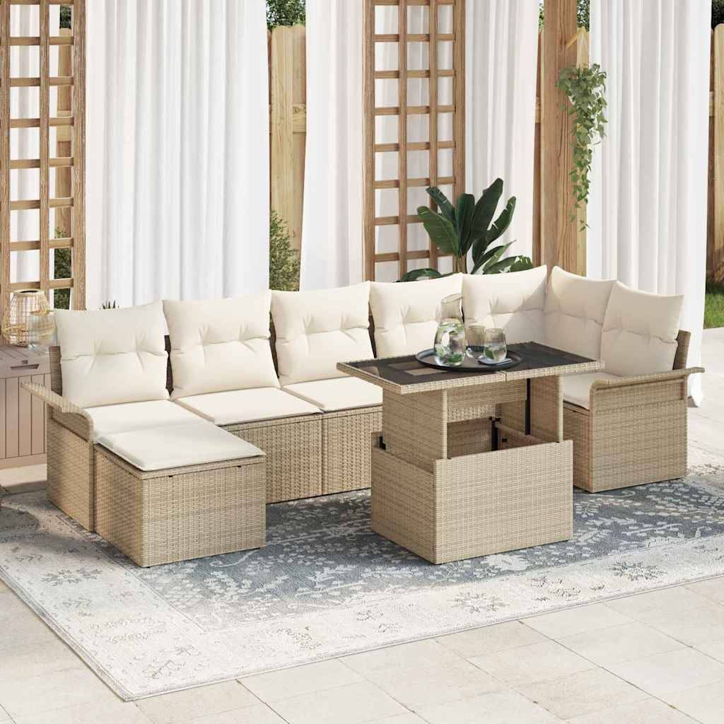 Vidaxl - Ensemble de canapé de jardin 8 pcs Beige Poly rotin vidaXL 3348327 - Image 1