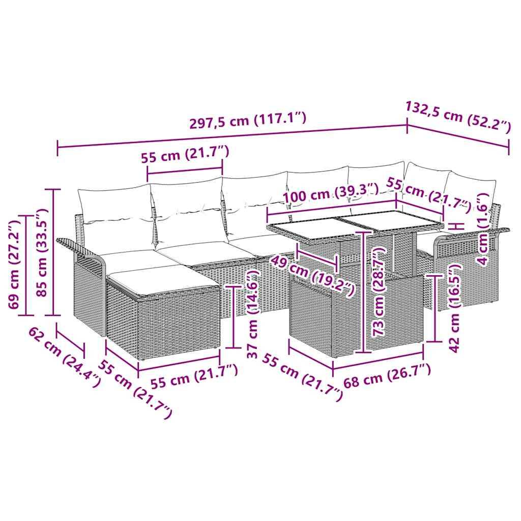 Vidaxl - Ensemble de canapé de jardin 8 pcs Beige Poly rotin vidaXL 3348327 - Image 3