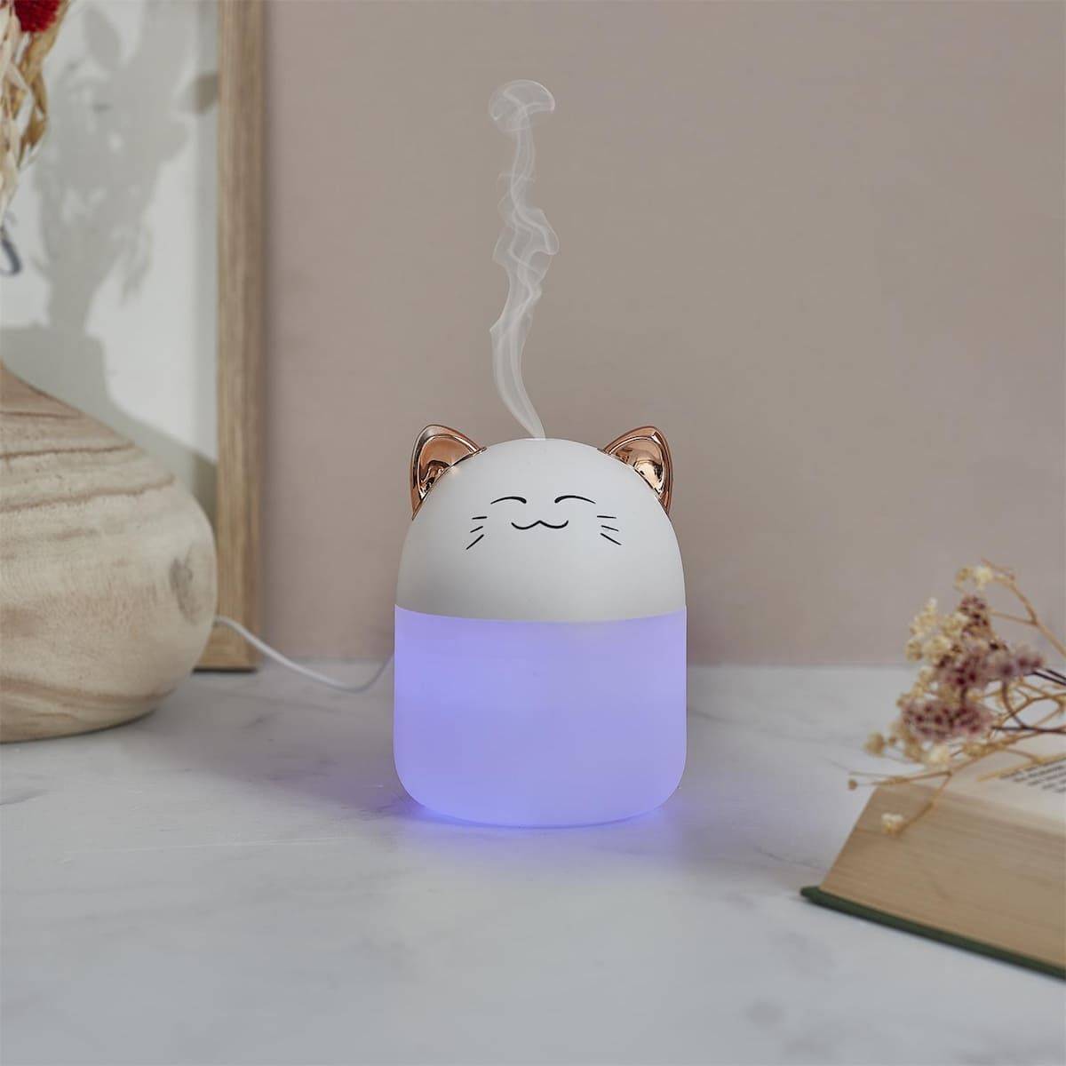 Diffuseur de parfum d'ambiance led en forme de chat kawaii (200 ml) avec couleurs changeantes - - Image 8