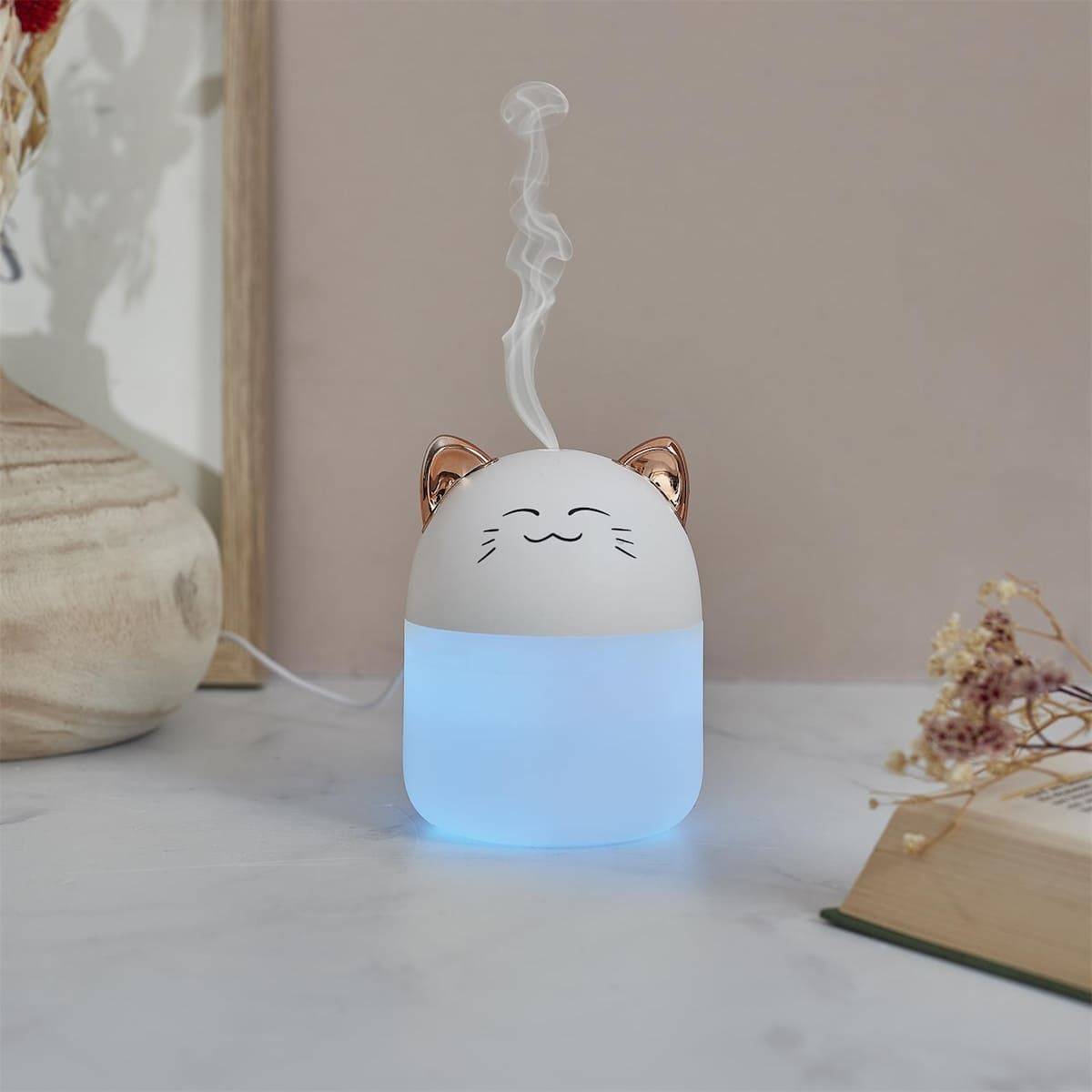Diffuseur de parfum d'ambiance led en forme de chat kawaii (200 ml) avec couleurs changeantes - - Image 9