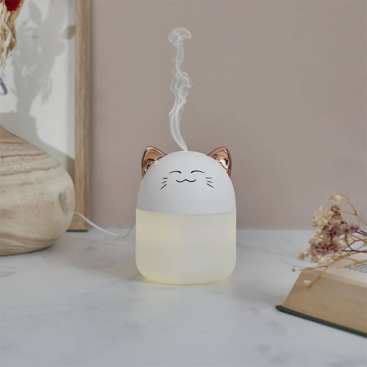 Diffuseur de parfum d'ambiance led en forme de chat kawaii (200 ml) avec couleurs changeantes - - Image 6