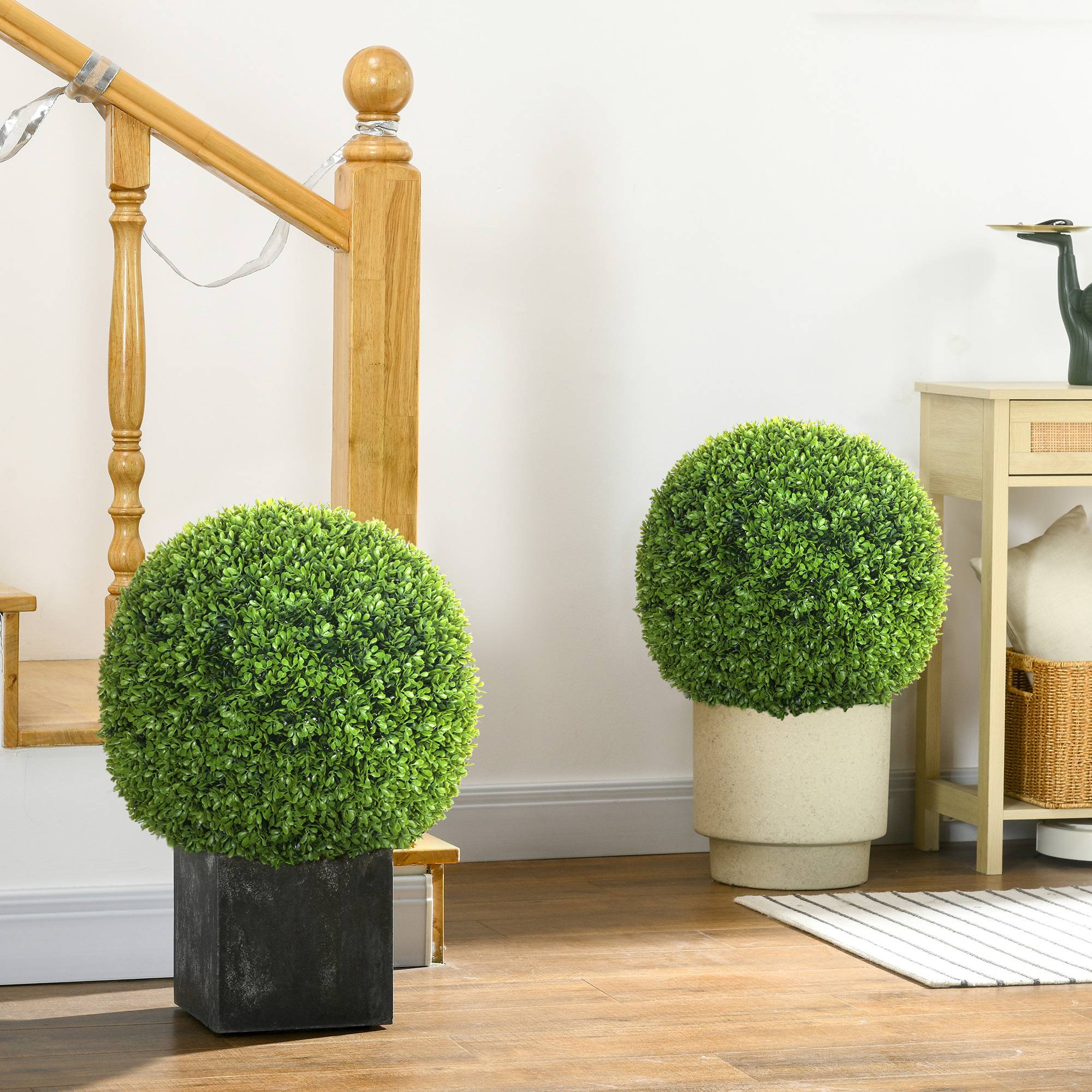 Lot de 2 boules de buis artificielles de 40 cm décoration pour intérieur ou extérieur vert foncé - Image 3