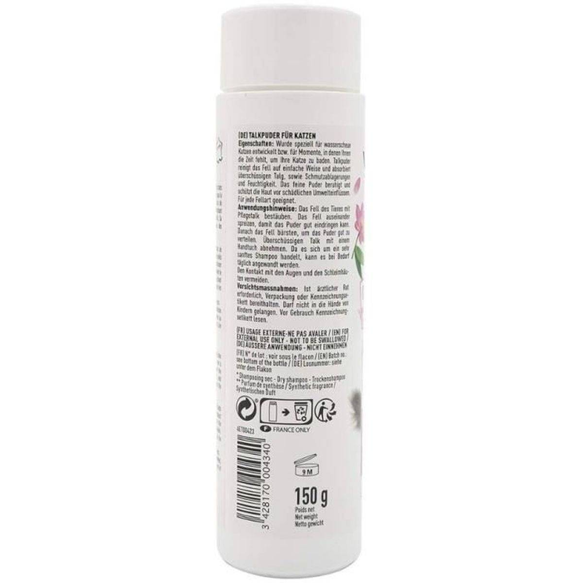 Shampooing sec sans rinçage pour chat à la poudre absorbante talc - 150 g - VETOCANIS - Image 7