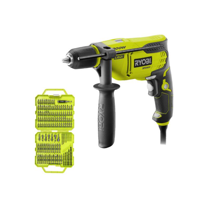 Ryobi - Pack RYOBI - Perceuse à percussion - RPD800-K - 800W - Coffret RAK127DDSD 127 accessoires de vissage perçage - Image 1