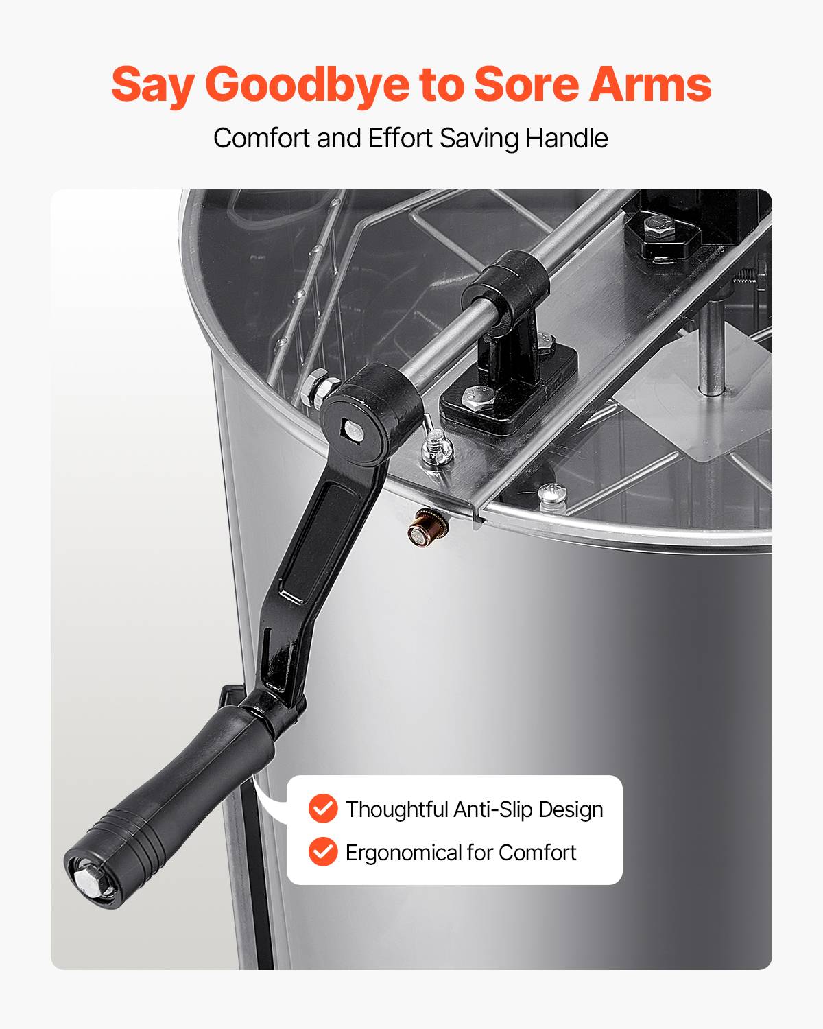 Extracteur de miel manuel 4/8 cadres inox, couvercle transparent, support réglable. - Image 3