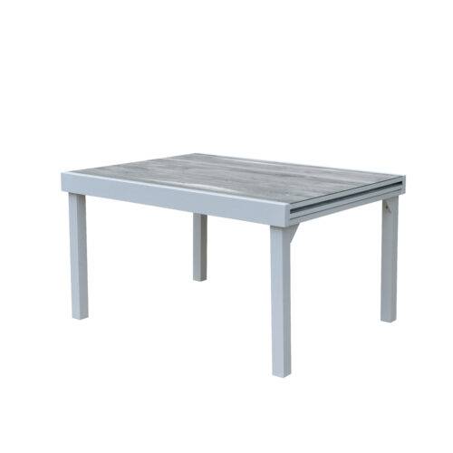 Wilsa Garden - Ensemble MODULO 6/10p en aluminium blanc et verre décors bois avec 6 fauteuils en textilène - Image 3