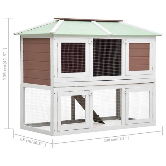 Clapier vertical en bois 2 étages pour lapins jardin Marron/Blanc – ComfortXL Outdoor Living - Image 7